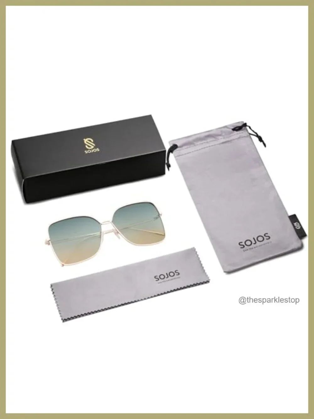 Oversized Square Sunglasses UV400 Metal Frame